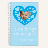 Schattige blauw hart baby boy foto lijst keepsake notitieboek (Voorkant)