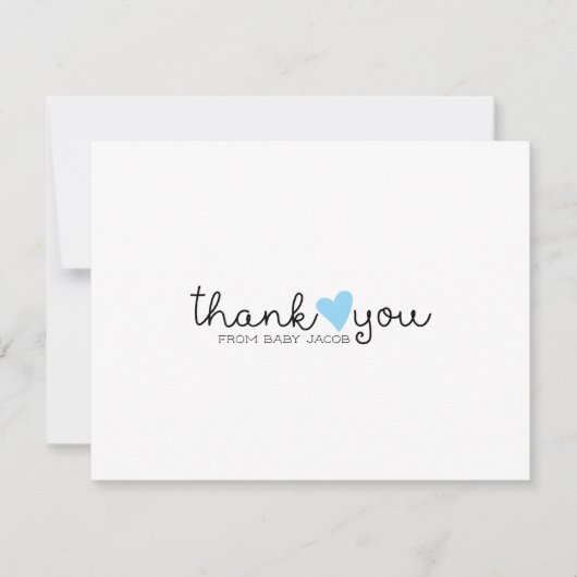 Schattige blauw hart jongen Baby shower dank u Bedankkaart (Voorkant)