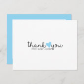 Schattige blauw hart jongen Baby shower dank u Bedankkaart (Voorkant / Achterkant)