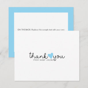 Schattige blauw hart jongen Baby shower dank u Bedankkaart
