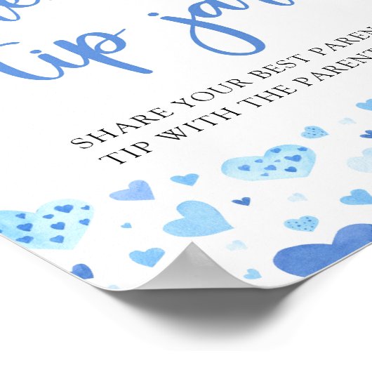 Schattige Blauw Harten Valentijn Ouderschap Tip Ja Poster (Hoek)