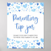 Schattige Blauw Harten Valentijn Ouderschap Tip Ja Poster (Voorkant)