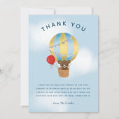 Schattige Blauw Hete Luchtballon Baby shower Bedankkaart (Voorkant)