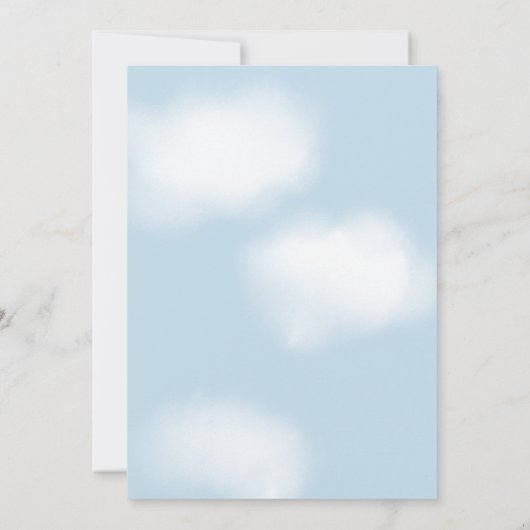 Schattige Blauw Hete Luchtballon Baby shower Bedankkaart (Achterkant)