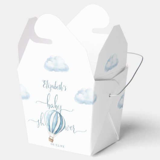 Schattige Blauw Hete Luchtballon Boy Baby shower Bedankdoosjes (Geopend)
