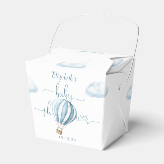 Schattige Blauw Hete Luchtballon Boy Baby shower Bedankdoosjes (Voorkant Zijde)