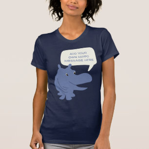 Schattige Blauw Hippo Hippopotamus Aangepast beric T-shirt