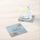 Schattige blauw hout, Starfish Kartonnen Onderzetters (Insitu)