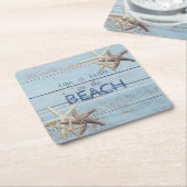 Schattige blauw hout, Starfish Kartonnen Onderzetters (Schuin)