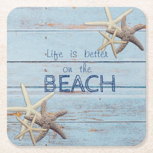 Schattige blauw hout, Starfish Kartonnen Onderzetters (Voorkant)