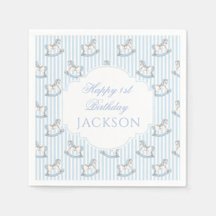 Schattige blauw houten paard speelgoed boho happy servet