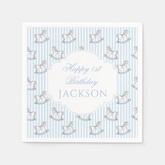 Schattige blauw houten paard speelgoed boho happy  servet (Voorkant)