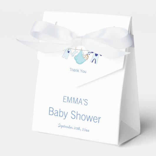 Schattige blauw illustratie Baby shower Dank u Bedankdoosjes (Voorkant Zijde)