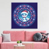 Schattige Blauw Kerst Kawaii Beer Dot Mandala Canv Canvas Afdruk (Insitu (Woonkamer))