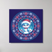 Schattige Blauw Kerst Kawaii Beer Dot Mandala Canv Canvas Afdruk (Voorkant)