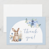 Schattige blauw klein konijntje baby boy douche da kaart (Voorkant / Achterkant)
