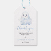 Schattige Blauw Kleine Boo Bow Baby Boy Douche Dan Cadeaulabel (Voorkant)