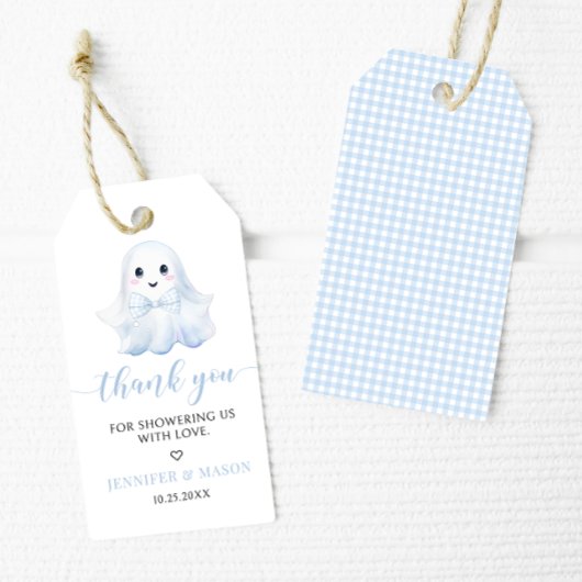 Schattige Blauw Kleine Boo Bow Baby Boy Douche Dan Cadeaulabel