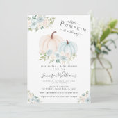 Schattige Blauw Kleine Pompoen Bloemen Baby Boy Do Kaart (Staand voorkant)