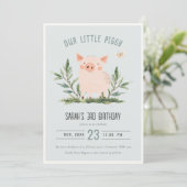 Schattige Blauw Kleine Varken Kinder Boerderij Var Kaart (Staand voorkant)