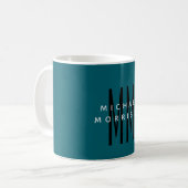 Schattige Blauw Kleur Monogram Initiaal Letters Na Koffiemok (Voorkant links)