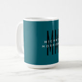 Schattige Blauw Kleur Monogram Initiaal Letters Na Koffiemok (Voorkant links)
