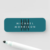 Schattige Blauw Kleur Monogram Initiaal Letters Na Naamplaatje (In situ)