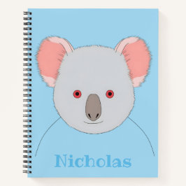Schattige blauw Koala Beer gepersonaliseerd Notitieboek