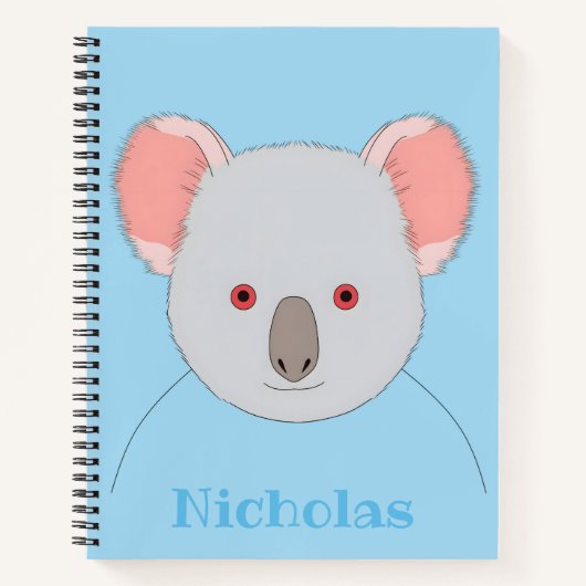 Schattige blauw Koala Beer gepersonaliseerd Notitieboek (Voorkant)