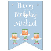 Schattige blauw konijn 1e 1 eerste verjaardag vlaggetjes (Derde vlag)