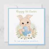 Schattige Blauw Konijntje Kleinzoon Eerste Paaskaa Kaart (Voorkant)