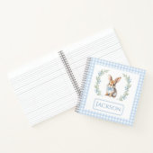 Schattige blauw konijntje verjaardag baby boy cade notitieboek (Binnen)