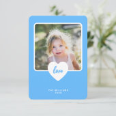 Schattige blauw liefde klaslokaal foto Valentijnsd Bedankkaart (Staand voorkant)