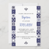 Schattige Blauw Mexicaans Doopsel Bautizo Invitati Kaart (Voorkant)