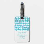 Schattige Blauw Minimalistisch Daisy Patroon Bloem Bagagelabel (Achterkant verticaal)