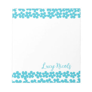 Schattige Blauw Minimalistisch Daisy Patroon Bloem Notitieblok