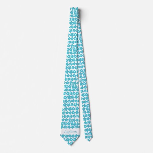 Schattige Blauw Minimalistisch Daisy Patroon Bloem Stropdas (Voorkant)