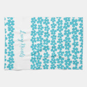 Schattige Blauw Minimalistisch Daisy Patroon Bloem Theedoek (Horizontaal)