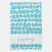Schattige Blauw Minimalistisch Daisy Patroon Bloem Theedoek (Verticaal)