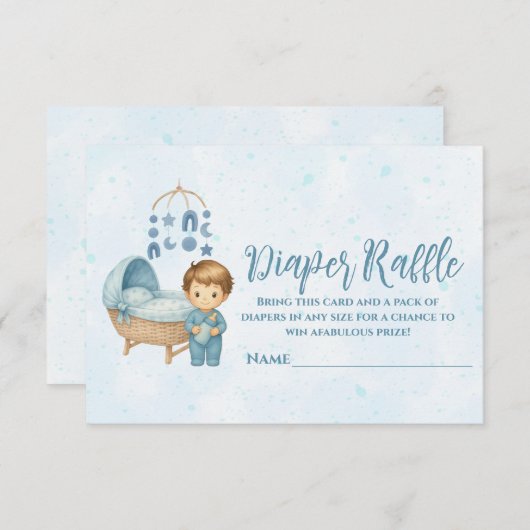 Schattige Blauw Mobiel Wieg baby kinderbed Luier R Informatiekaartje (Voorkant / Achterkant)