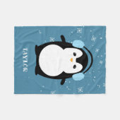 Schattige Blauw modern baby penguin kawaii geperso Fleece Deken (Voorkant (Horizontaal))