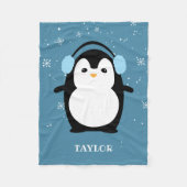 Schattige Blauw modern baby penguin kawaii geperso Fleece Deken (Voorkant)