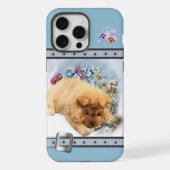 Schattige Blauw Modern Chow Puppy Dog Art iPhone Hoesje (Achterkant)