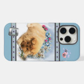 Schattige Blauw Modern Chow Puppy Dog Art iPhone Hoesje (Achterkant horizontaal)