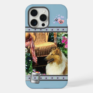 Schattige Blauw Modern Rough Collie Dog Art iPhone 15 Pro Max Case