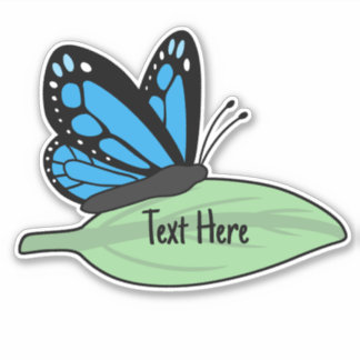 Schattige Blauw Monarch Vlinder label