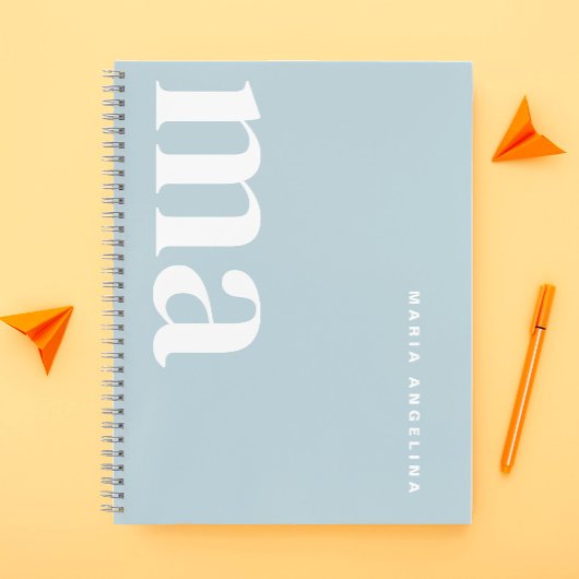 Schattige Blauw Monogram School Notitieboek