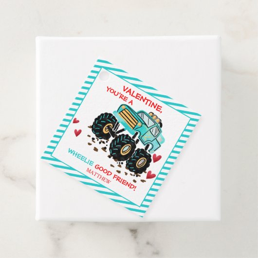 Schattige Blauw Monster Vrachtwagen School Valenti Bedankjes Labels (In situ)