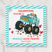 Schattige Blauw Monster Vrachtwagen School Valenti Bedankjes Labels (Voorkant)