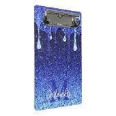 Schattige Blauw Navy Glitter Drips Monogram Mini Klembord (Schuin)